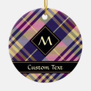 Adorno De Cerámica Tartan púrpura, dorado y azul