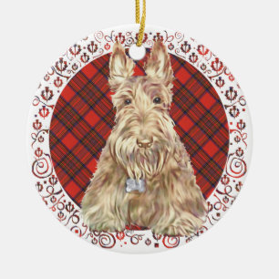 Adorno De Cerámica Tartan Wheaten Scottie
