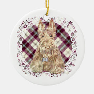 Adorno De Cerámica Tartan Wheaten Scottie