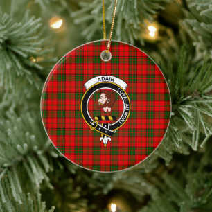 Adorno De Cerámica Tartan y Escudo del Clan Escocés Adair
