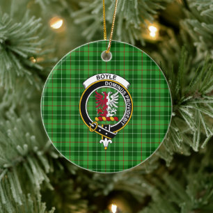 Adorno De Cerámica Tartan y Escudo del Clan Escocés Boyle