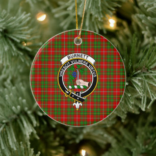 Adorno De Cerámica Tartan y Escudo del Clan Escocés Burnett