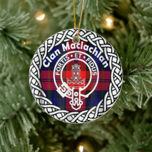 Adorno De Cerámica Tartan y Escudo del Clan Escocés Maclachlan