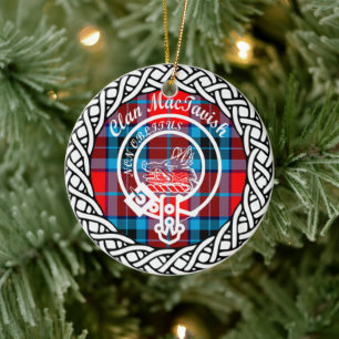 Adorno De Cerámica Tartan y Escudo del Clan Escocés MacTavish