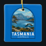 Adorno De Cerámica Tasmania Australia Viaje al arte<br><div class="desc">Diseño de viaje vector retro de Tasmania. Tasmania es un estado insular de Australia,  ubicado a 240 kilómetros al sur del continente australiano,  separado por el estrecho de Bass.</div>