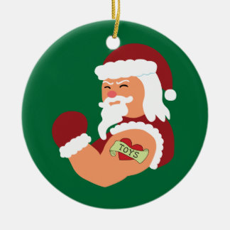 Adorno De Cerámica Tattooed Santa