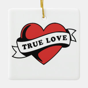 Adorno De Cerámica Tatuaje de corazón de amor verdadero Diseño de r