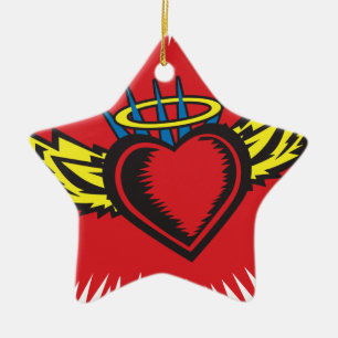 Adorno De Cerámica Tatuaje del corazón del ángel volador