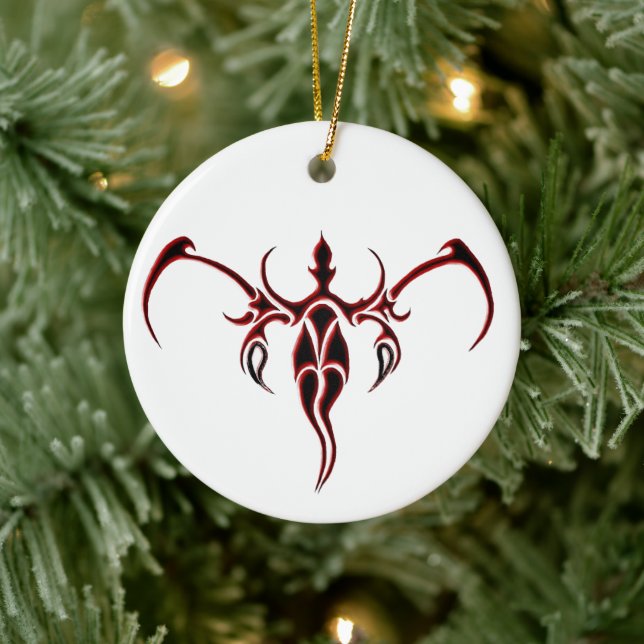 Adorno De Cerámica Tatuaje tribal para elefantes - rojo y negro (Árbol)