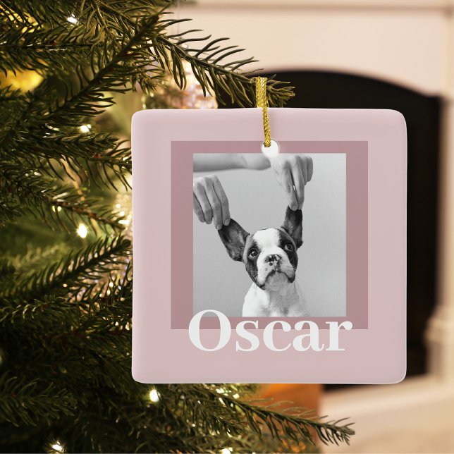 Adorno De Cerámica Taupe y rosa modernos | Foto de perro (Subido por el creador)