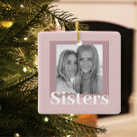 Adorno De Cerámica Taupe y rosa modernos | Foto | Regalo de hermanas<br><div class="desc">Taupe y rosa modernos | Foto | Regalo de hermanas</div>