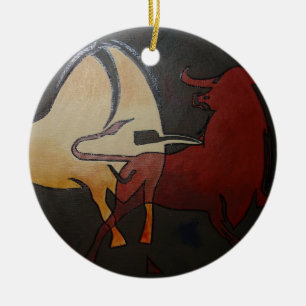 Adorno De Cerámica Taurean Bulls Animal Resumen Arte