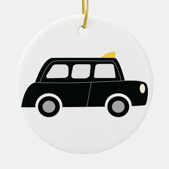 Adorno De Cerámica Taxi negro (Frente)