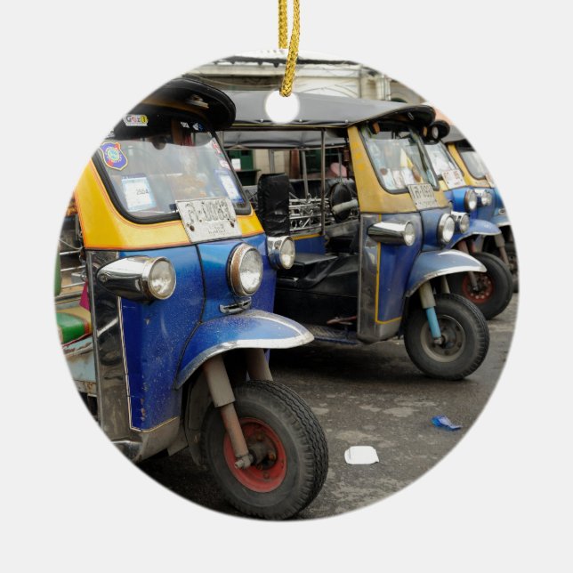 Adorno De Cerámica Taxi Tuk-tuk en Bangkok Tailandia (Frente)