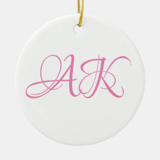 Adorno De Cerámica Taza con monograma inicial rosa - ¡PERSONALIZABLE!