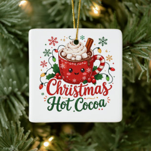 Adorno De Cerámica Taza de chocolate caliente de Navidad linda