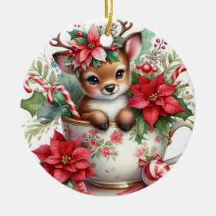 Adorno De Cerámica Taza de Navidad Reno 6