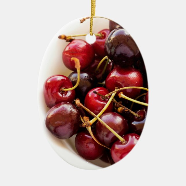 Adorno De Cerámica tazón de cerezas (Frente)