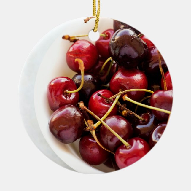 Adorno De Cerámica tazón de cerezas (Frente)