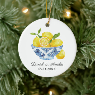 Adorno De Cerámica Tazón De Limones Chinoiserie Recuerdo De Boda Pers