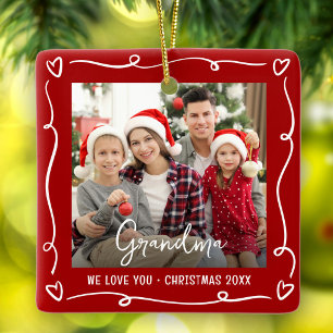 Adorno De Cerámica Te Amo Abuela Navidad Foto Rojo Divertidos Garabat
