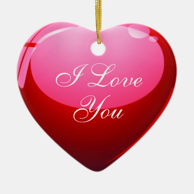 Adorno De Cerámica Te amo corazón rojo (Frente)