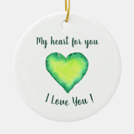 Adorno De Cerámica Te amo el cumpleaños del corazón azul y verde lind