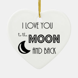 Adorno De Cerámica te amo hasta la luna y de vuelta negro blanco