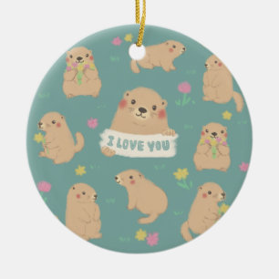 Adorno De Cerámica Te amo, Ilustracion Marmots