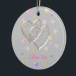 Adorno De Cerámica Te amo...más de lo que se puede decir con cualquie<br><div class="desc">te amo,  boda vintage,  luna de miel,  recién casada,  dos corazones transparentes,  boda romántico,  día de San Valentín,  corazones amorosos,  corazones dobles Personalizados,  te amo,  ceremonia boda,  puedes cambiar el fondo y el texto.</div>