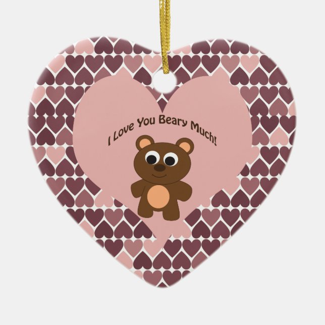 Adorno De Cerámica ¡Te amo mucho! Fondo del corazón (Frente)