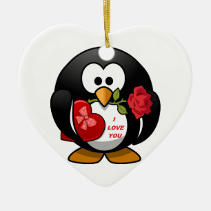 ADORNO DE CERÁMICA "TE AMO" PENGUIN