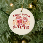 Adorno De Cerámica Te Amo Un Latte<br><div class="desc">Cálidos corazones y trae sonrisas con este diseño de "I Love You a Latte" que presenta dos lindas tazas de latte enamoradas. Este diseño encantador y lúdico es perfecto para los amantes del café, las parejas y todo aquel que disfrute de un buen juego de palabras. Ya sea que esté...</div>