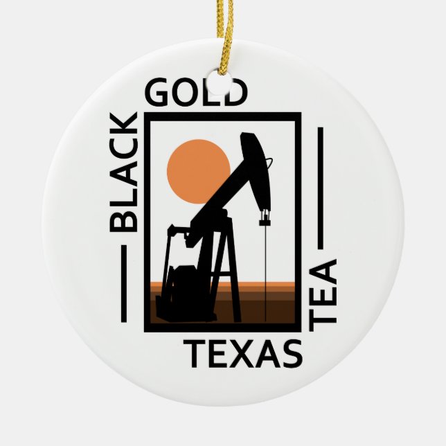 Adorno De Cerámica Té de oro negro de Texas (Frente)