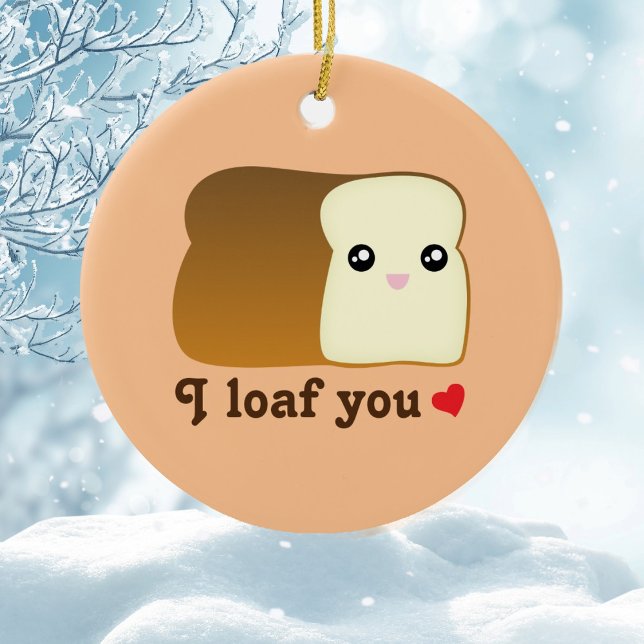 Adorno De Cerámica Te Miro Kawaii Bread Funny Food Pun Navidades (Subido por el creador)