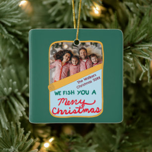 Adorno De Cerámica Te Pescamos una Feliz Navidad Foto Divertida