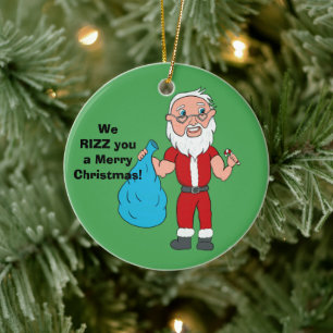 Adorno De Cerámica Te Rizamos una Feliz Navidad Santa Personalizado
