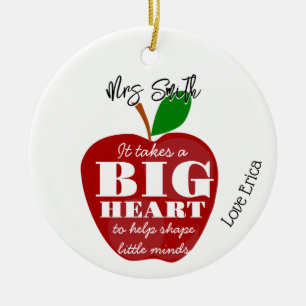 Adorno De Cerámica Teacher thank you apple word art christmas