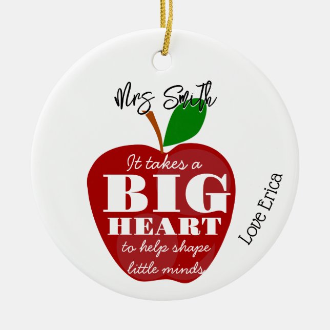 Adorno De Cerámica Teacher thank you apple word art christmas (Frente)