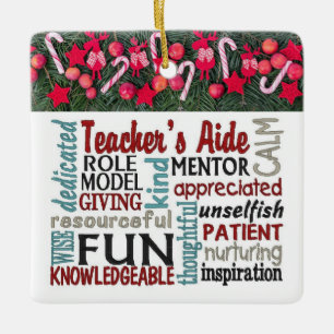 ADORNO DE CERÁMICA ****TEACHER'S AIDE**** AWESOME CHRISTMAS ORNAMENT
