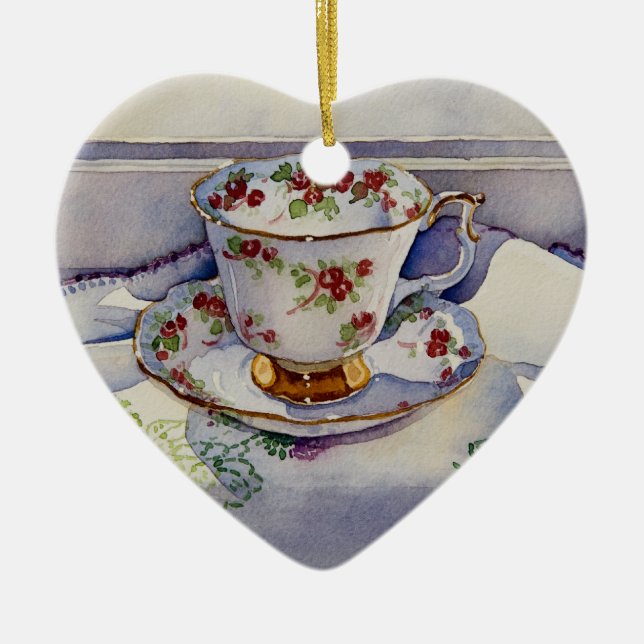 Adorno De Cerámica Teacup on Linen 1799 (Frente)