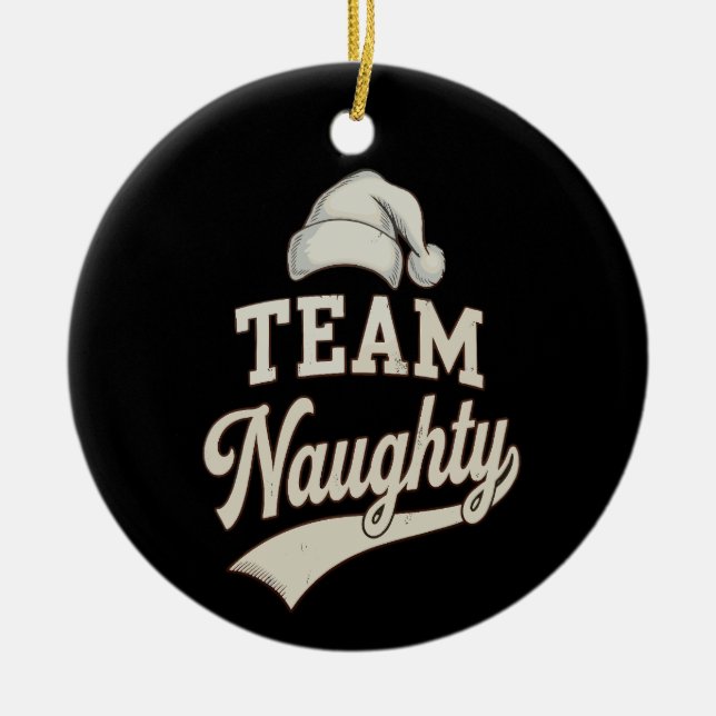 Adorno De Cerámica Team Naughty Santa Christmas Xmas Matching Family (Frente)