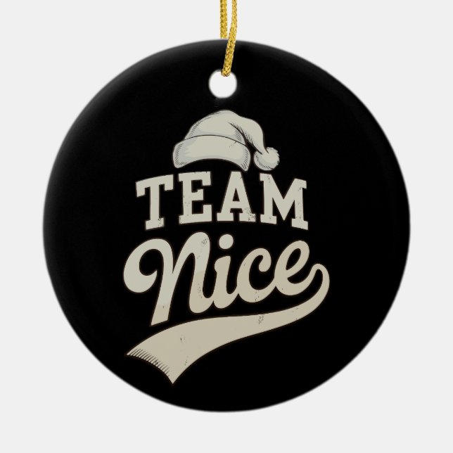 Adorno De Cerámica Team Nice Santa Hat Christmas Xmas Matching Family (Frente)
