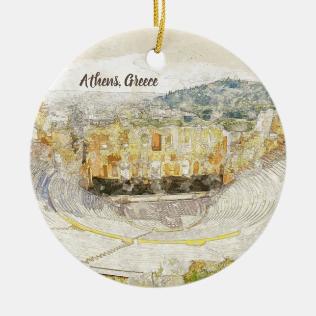 Adorno De Cerámica Teatro antiguo de Herodión, Atenas, Grecia (Frente)