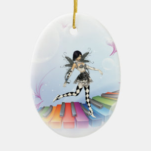 Adorno De Cerámica Teclado musical Faerie Vignette
