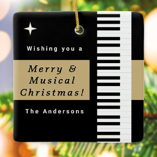 Adorno De Cerámica Teclas de piano elegantes Navidad moderna en negro