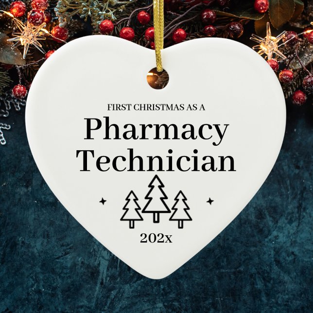 Adorno De Cerámica Técnico de Farmacia Primer Trabajo de Navidad (Pharmacy Technician First Christmas New Job Ceramic Ornament
)