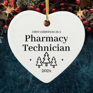 Adorno De Cerámica Técnico de Farmacia Primera Navidad Nuevo Trabajo
