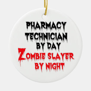Adorno De Cerámica Técnico de Farmacia Zombie Slayer
