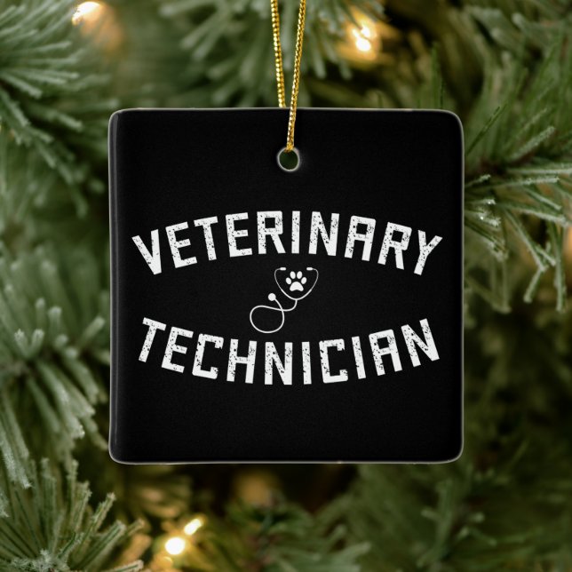 Adorno De Cerámica Técnico Veterinario | Vet Tech Paw Stethoscope (Árbol)